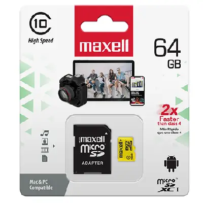 Tarjeta Micro SD Maxell 64GB CLASE 10 - Imagen 2