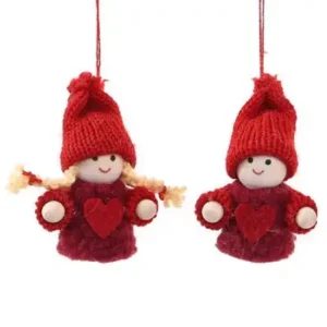 Duo de Hadas navideñas rojas para colgar 7cm