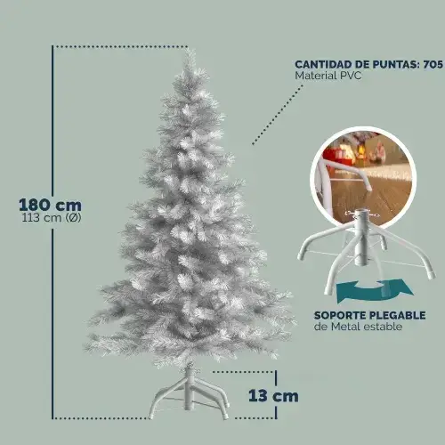 Árbol de Navidad Artificial Blanco 210 cm - Imagen 7
