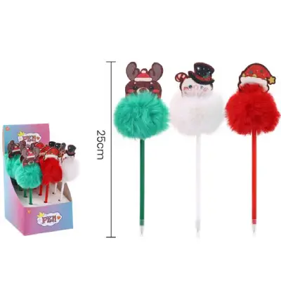 Bolígrafo con pompom colorido navideño - Imagen 2