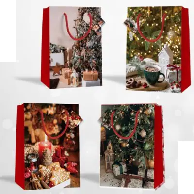 Bolsas de regalo estampado navideño 14x11x6cm