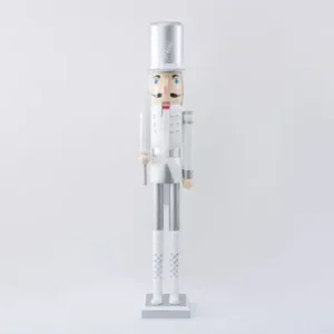 Figura de cascanueces 122cm Blanco y Plateado