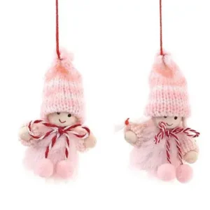Duo de hadas navideñas colgantes rosa