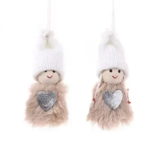 Duo de peluches colgantes oro rosa con plateado 7cm