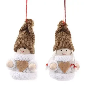 Duo de peluches navideños blanco y marron 6cm