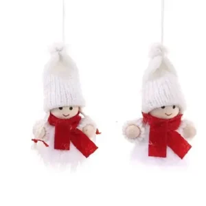 Duo de peluches colgantes navideños bufanda roja 6cm