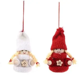 Duo de peluches navideños blanco y rojo 6cm