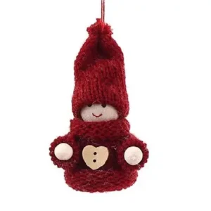 Adorno de peluche navideño vinotinto 7cm
