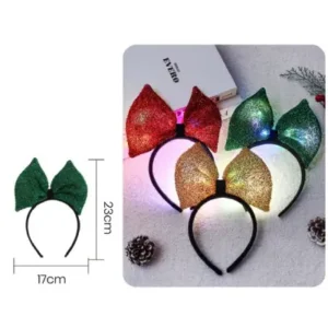 Diadema de lazo navideño con luces