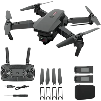 Drone TXD E88 Con Doble Cámara Hd Negro 2.4ghz 2 Batería Xh