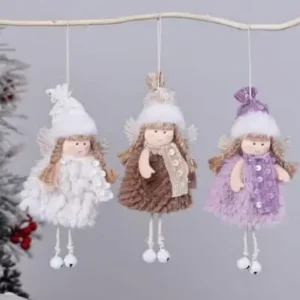 Trio de hadas navideñas colgantes multicolor