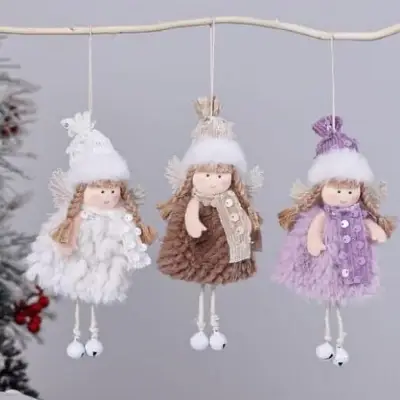 Trio de hadas navideñas colgantes multicolor