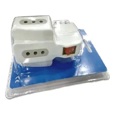 Enchufe Adaptador Triple Macrotel Me-1059 Con Switch - Imagen 2