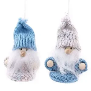 Duo de Gnomo navideño azul y blanco 6cm