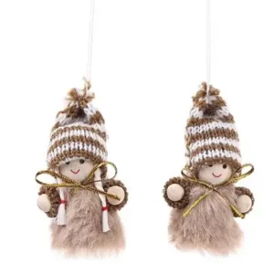 Duo de peluches navideños marron 6cm