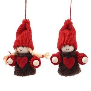 Duo de hadas Navideñas Roja y Vinotinto 7cm