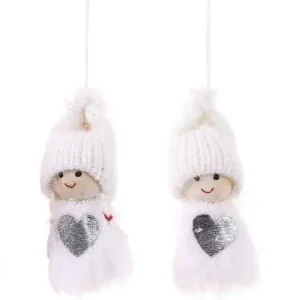 Duo de hadas navideños blancos 6cm