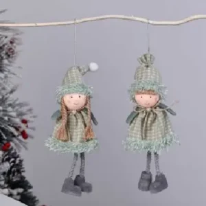 Duo de adornos de hadas colgantes verde 19cm