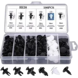 Kit 100 Clip Broche Retención Plástico Auto Lata Tapabarro