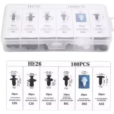 Kit 100 Clip Broche Retención Plástico Auto Lata Tapabarro - Imagen 2