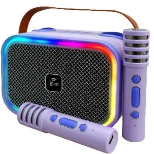 Mini Parlante Karaoke Infantil Luces Con 2 Microfonos