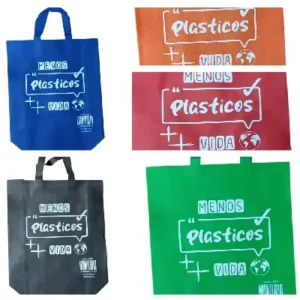 Pack 10 Bolsas Tnt Ecologías Reutilizables Mediana 41x35x12cm