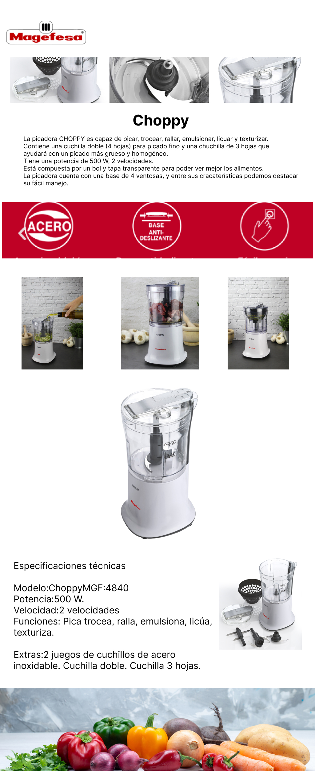 Picadora Eléctrica Magefesa Choppy Mgf4840 - Imagen 2