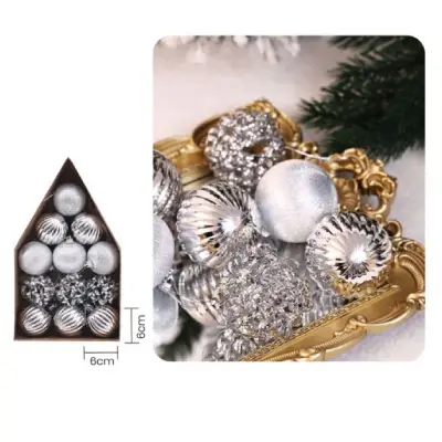 Bambalinas Plateadas 12 Piezas 6cm Estampadas