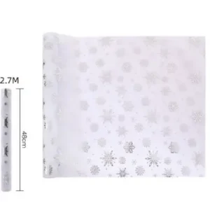 Rollo de Tul Plateado Estampado 48cm x 2.7cm