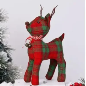 Figura de reno navideño rojo y verde