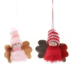 Duo de hadas navideñas rosa y rojo 7cm