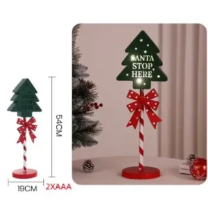 Adorno de señal de santa stop here 56cm