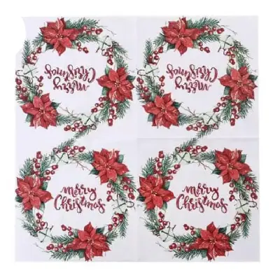 Servilletas navideñas estampadas de Guirnaldas 33x33cm