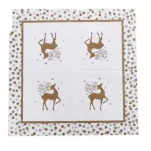 Servilletas navideñas estampadas de Renos 33x33cm