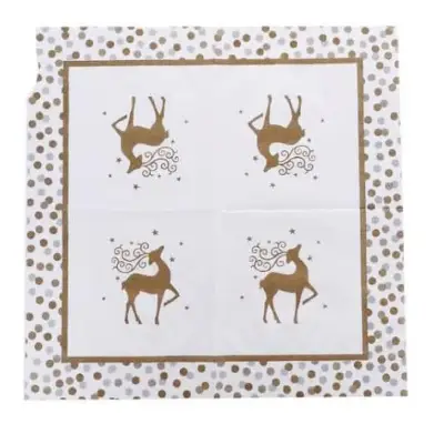 Servilletas navideñas estampadas de Renos 33x33cm