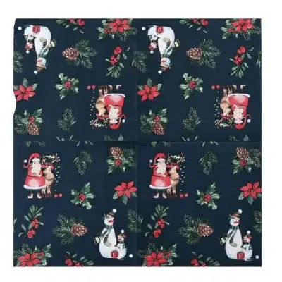 Servilletas navideñas estampadas navideñas 33x33cm