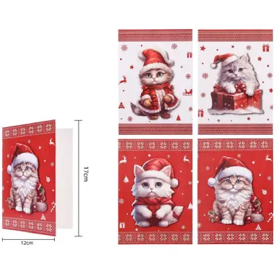 Tarjeta de felicitaciones navideñas de gato 17cm