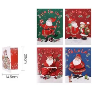 Tarjetas navideñas multicolor con santa claus 17cm