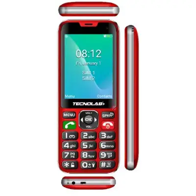 Celular Senior Tecnolab Tl487 Rojo Telefono Adulto Mayor - Imagen 5