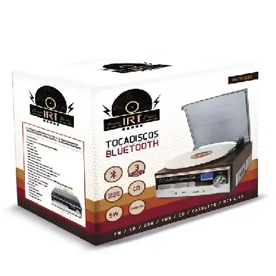 TOCADISCO IRT VINTAGE80 USB/SD/ RADIO FM/ AUX/ BT/ CD/CASSETTE - Imagen 4