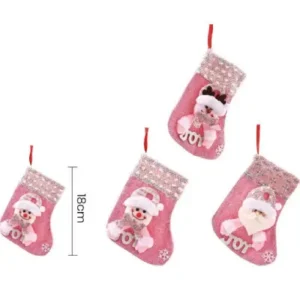 Trio de botas navideñas rosadas para colgar 18cm