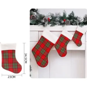 Trio de botas navideñas de cuadros 34cm