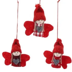 Trio Colgante de hadas navideñas rojas