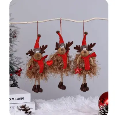 Trio de renos navideños con traje de lana 21cm